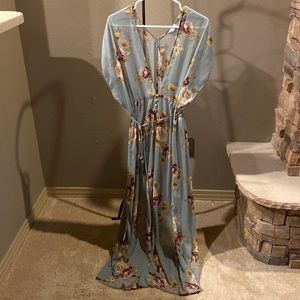 Light blue, Romantic, maxi, shear dress